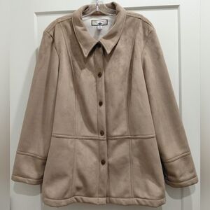 Carribean Joe Woman Sz 1× Camel Colored Faux Micro Suede Jacket       NO POCKETS